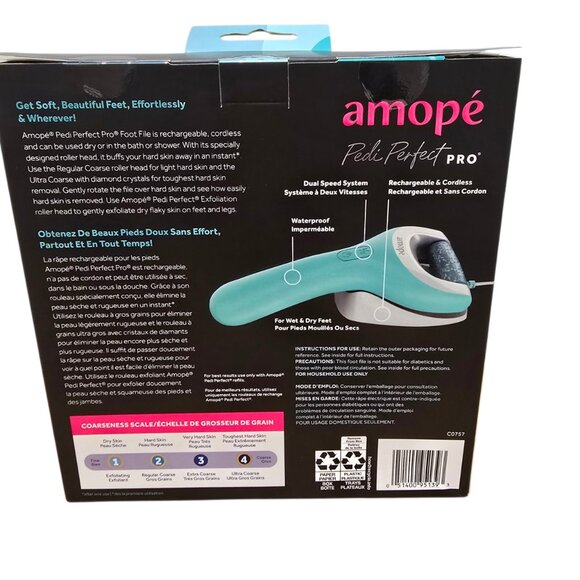 Amope Pedi Perfect Pro Rechargeable Foot File Wet or Dry New in Sealed Box - Picture 2 of 5